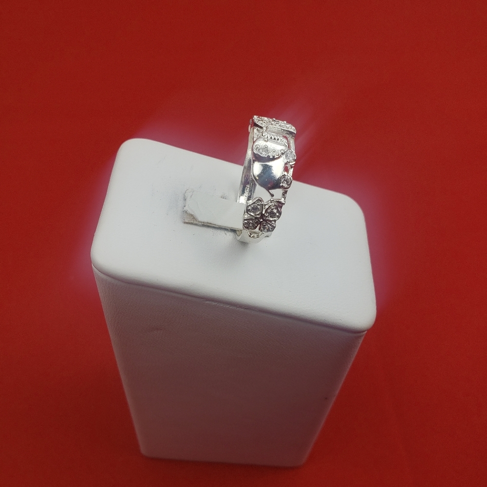 925 real solid sterling silver men's with zircon ston  Good Luck Symbol Sz‎ 11.5 - Picture 4 of 16
